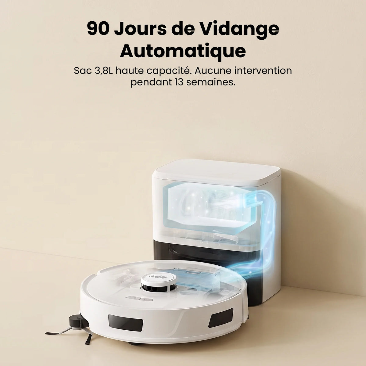 Aspirateur robot laveur Lidar — vue 3